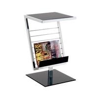 Mia End Table With Magazine Rack In Black Glass