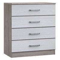 minnesota 4 drawer chest grey oak and flakewood white