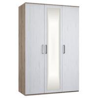 Minnesota 3 Door Mirrored Wardrobe Natural Oak and Flakewood White