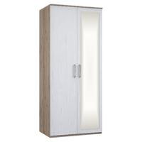 Minnesota 2 Door Mirrored Wardrobe Natural Oak and Flakewood White