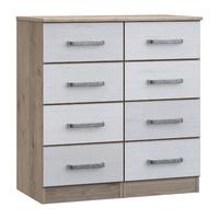 Minnesota 8 Drawer Narrow Chest Natural Oak and Flakewood White