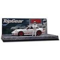 Minichamps Top Gear 1:43 Scale Porsche 911 GT3 RS Diecast Car (White with Red Stripe) with The Stig Figure