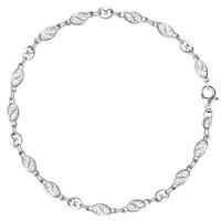 mixed filigree and mariner link chain anklet in sterling silver