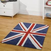 \'Mini, Blue Union Jack Rug\' Children\'s Handtufted Acrylic Bedroom Rug 2\'3\