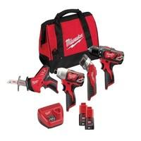 Milwaukee M12BPP24A-202B M12 4 Piece Kit (M12BDD, M12BD, C12HZ, C12T, 2 x 4.0ah Li-ion Batteries, Charger, Soft Bag)