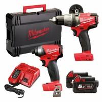 Milwaukee M18FPP2A-502X M18 Fuel Twin Pack (M18 FPD Percussion Drill, M18 FID Impact Driver, 2 x 5.0ah batteries, fast charger, dynacase)