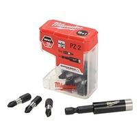 milwaukee shockwave screwdriver bit pz2 25mm x 15 magnetic holder coun ...