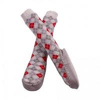 Minene Grey & Red Diamond Slipper Socks - 6-12 Months