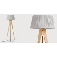 Miller Floor Lamp, Natural Wood and Navy