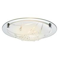 Mirrored/Frosted Glass Flush Ceiling Light with Crystal Glass Beads