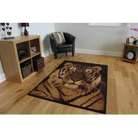 Milan Black and Gold Wildlife Tiger Print Rug - 6820-B51 160 cm x 230 cm (5\'3\