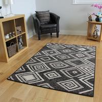 Milan Tribal Black Modern Rugs - 80 cm x 150 cm (2\'6\