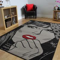 milan black grey and red pop art pow woman rug 1673 w11 80 cm x 150 cm ...