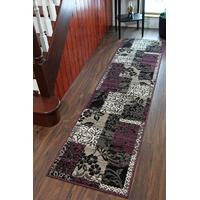 Milan Grey Purple Patchwork Runner Rug - 1568-H33