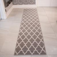 milan trellis taupe grey modern rugs 60cmx240cm 2ft x 7ft 10