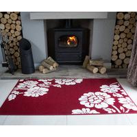 Milan Peony Red Modern Fireplace Rugs