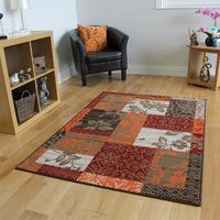 Milan Warm Terracotta Wine Patchwork Rug - 1568-S22 120 cm x 170 cm (4\' x 5\'6\