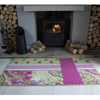 milan green pink blue cream shabby chic colourful hearth rug