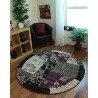 Milan Grey Purple Patchwork Rug - 1568-H33 120cm (3ft 11\