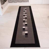 Milan Framed Grey Modern Rugs - 60cmx240cm (2ft x 7ft 10\