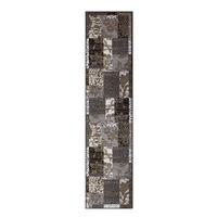 Milan Coffee Grey Patchwork Rug - 1568-N11 60cm x 240cm (2ft x 7ft 10\