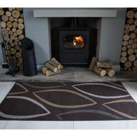 Milan Leaf Brown Modern Hearth Rugs