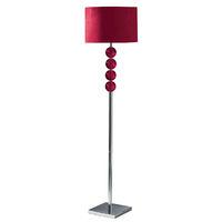 Mistro Floor Lamp Orb Feature Chrome Base Red Suede Effect Shade