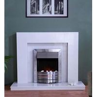 Miami Polar White Marble Fireplace Package with Electric Fire