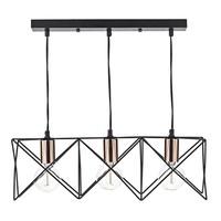 MID0322 Midi 3 Light Bar Ceiling Pendant in a Black and Copper Finish