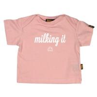 MILKING IT LIGHT PINK BABIES FAIRTRADE T-SHIRT ENVELOPE NECK