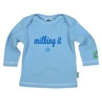 MILKING IT SKY BABIES FAIRTRADE LONG SLEEVE T SHIRT ENVELOPE NECK
