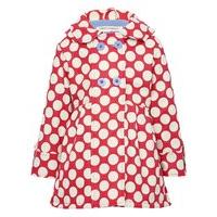 Minoti girls polyurethane showerproof long sleeve red and white polka dot hooded fleece lined jacket - Red