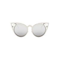 Mirror Cat Eye Silhouette Metal Frame Sunglasses - Size: One Size