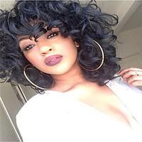 middle length curly hair european weave black color synthetic wig