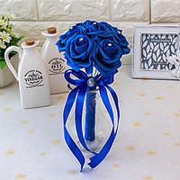 MINI Size PE Foam Rose Flower Round Shape Bouquets for Bride Wedding 1510CM7 pcs Head
