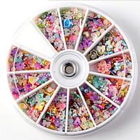 Mix Simulated Pearl Fimo Flower Accessories Nail Decorations Wheel 1200PCS Mix Manicure Accessories Wheel