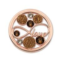 Mi Moneda Love peach Swarovski rose gold-plated coin - large