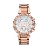 Michael Kors Parker ladies\' chronograph rose gold-plated bracelet watch