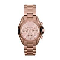 Michael Kors Mid-Size Bradshaw Chronograph ladies\' rose gold-plated bracelet watch