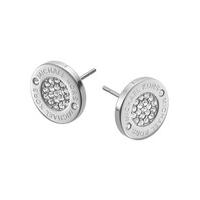 Michael Kors stainless steel round white crystal logo stud earrings