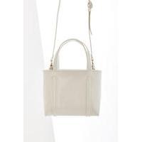 Mini White Tote Cross Body, WHITE