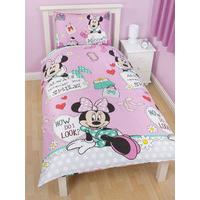 Minnie Mouse \'Makeover\' Single Rotary Duvet and Pillowcase Set