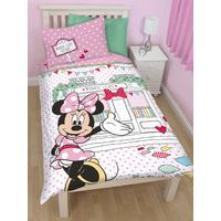 minnie mouse caf single panel duvet cover and pillowcase set