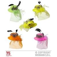 Mini Hats W/ Feathers & Veil 1 Of 4 Cols Asstd Hat Headware Accessory For