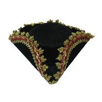 Mini Black Tricorn Hat With Gold Edge