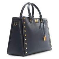 michael kors leather studded satchel bag