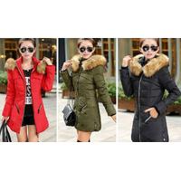 mid length quilted parka coat