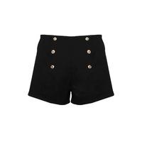 military button zip back shorts