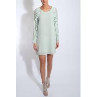 mint chiffon frill sleeve dress