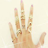 Midi Rings Alloy Simulated Diamond Statement Jewelry Golden Jewelry Casual 1set